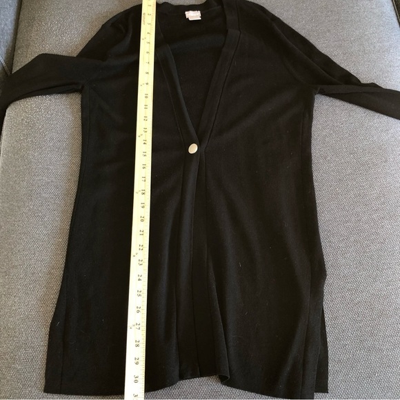 CHICO’S black long single gold button cardigan lightweight sweater layering S - Picture 7 of 8